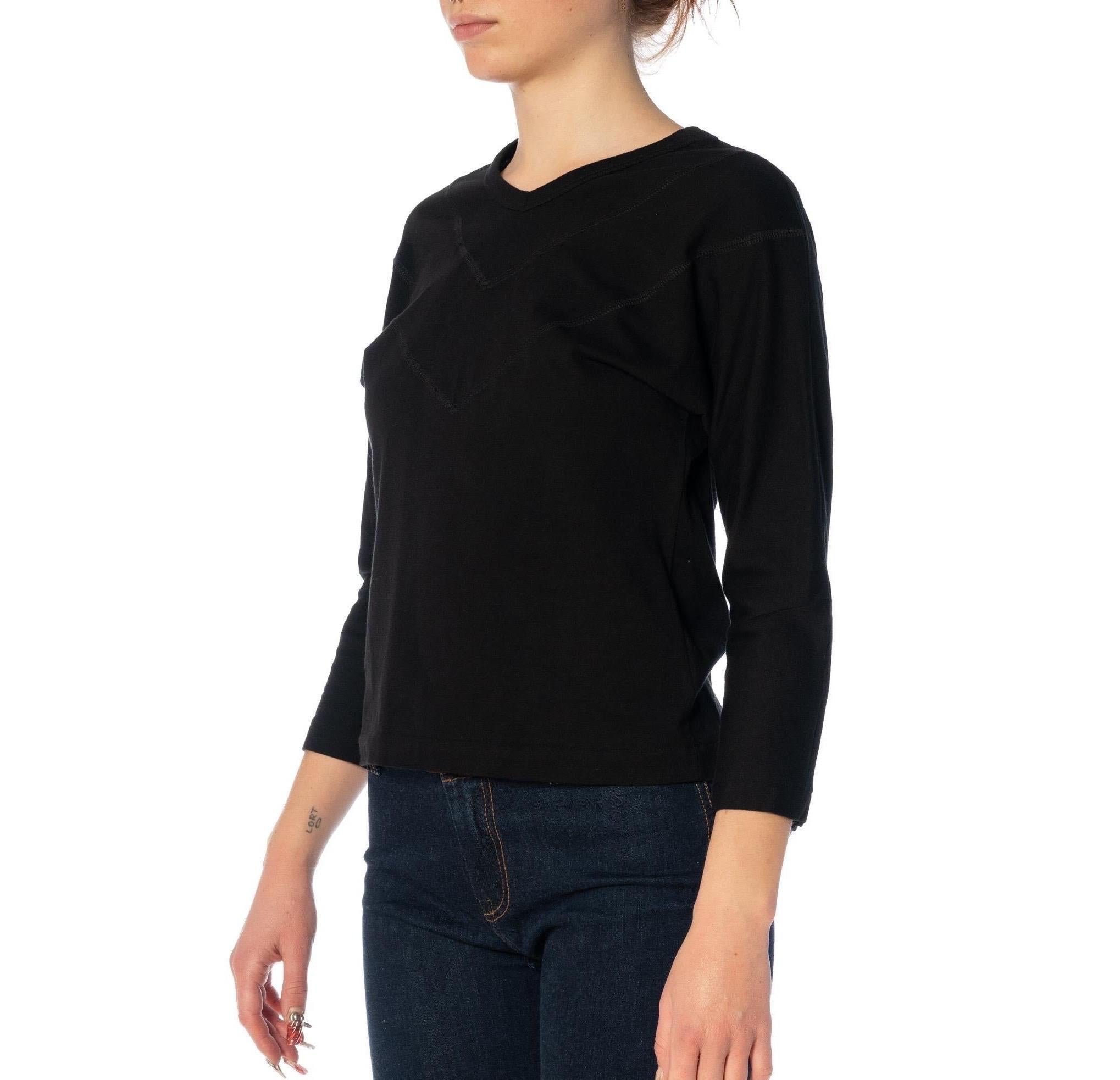 2010S COMME DES GARCONS Black Cotton Long Sleeve Shirt With Stitching Detail, 2 For Sale 5