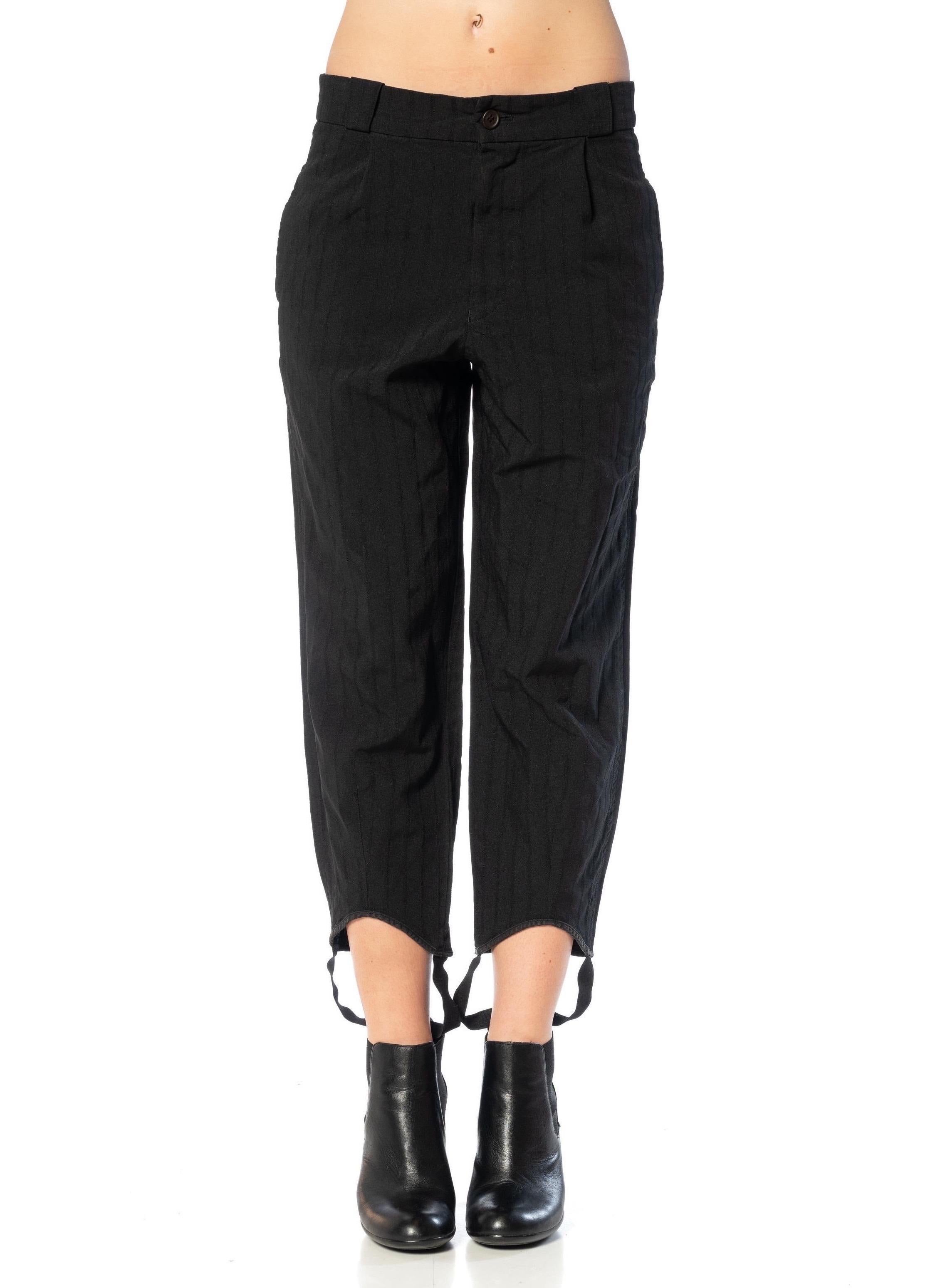 2010S COMME DES GARCONS Black Striped Polyester Crinkle Stripe Pants With Foot  For Sale 6