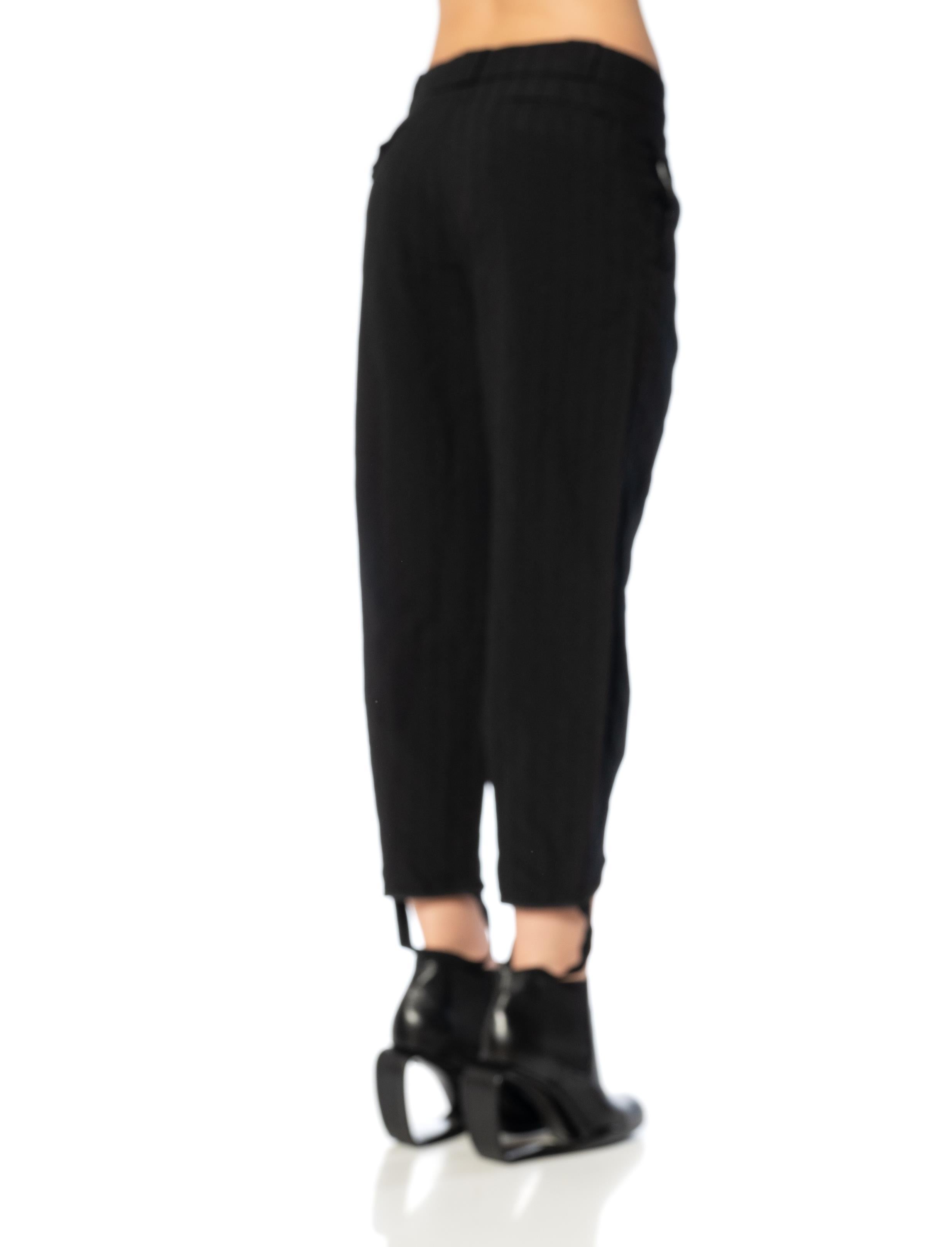 Women's 2010S COMME DES GARCONS Black Striped Polyester Crinkle Stripe Pants With Foot  For Sale