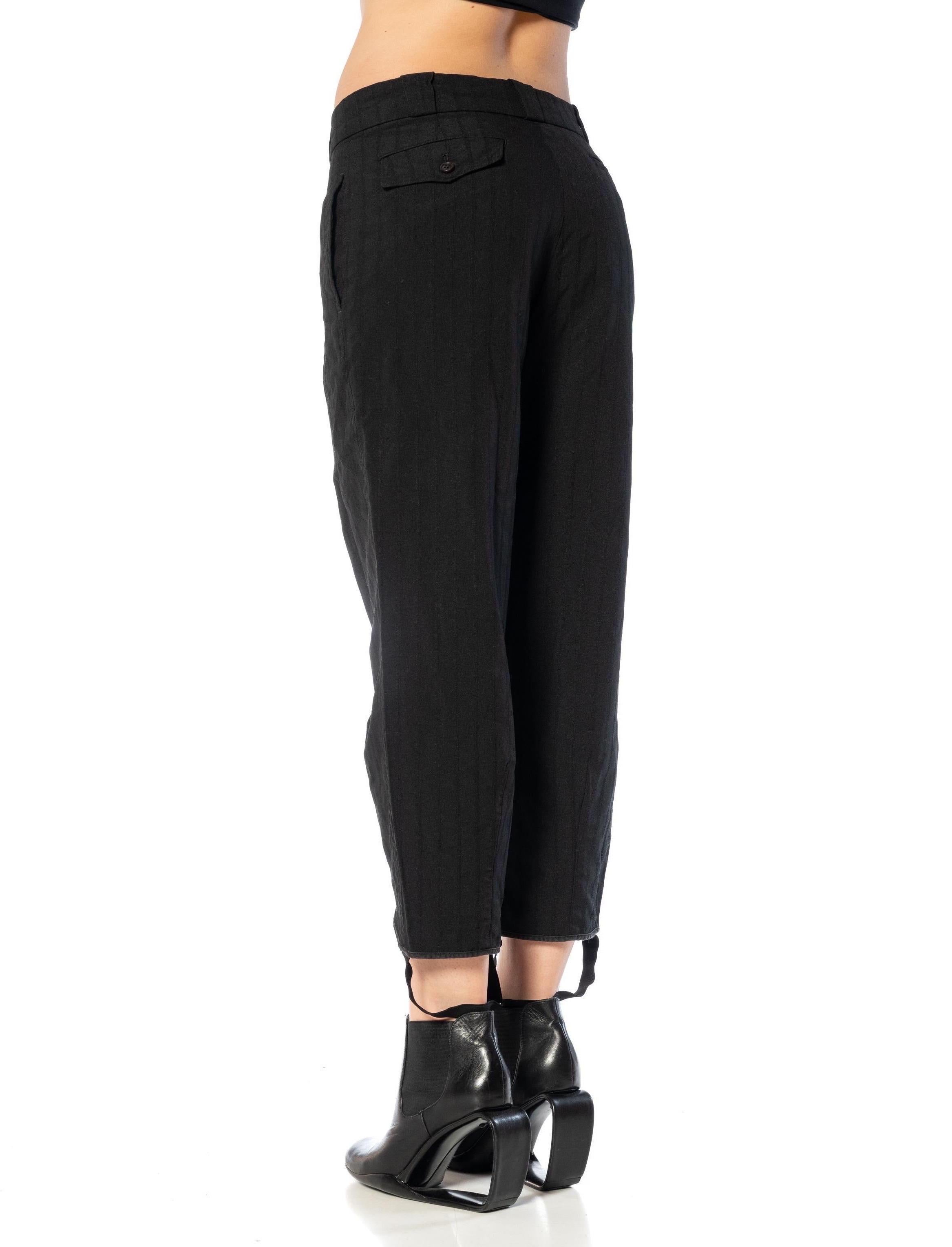 2010S COMME DES GARCONS Black Striped Polyester Crinkle Stripe Pants With Foot  For Sale 3