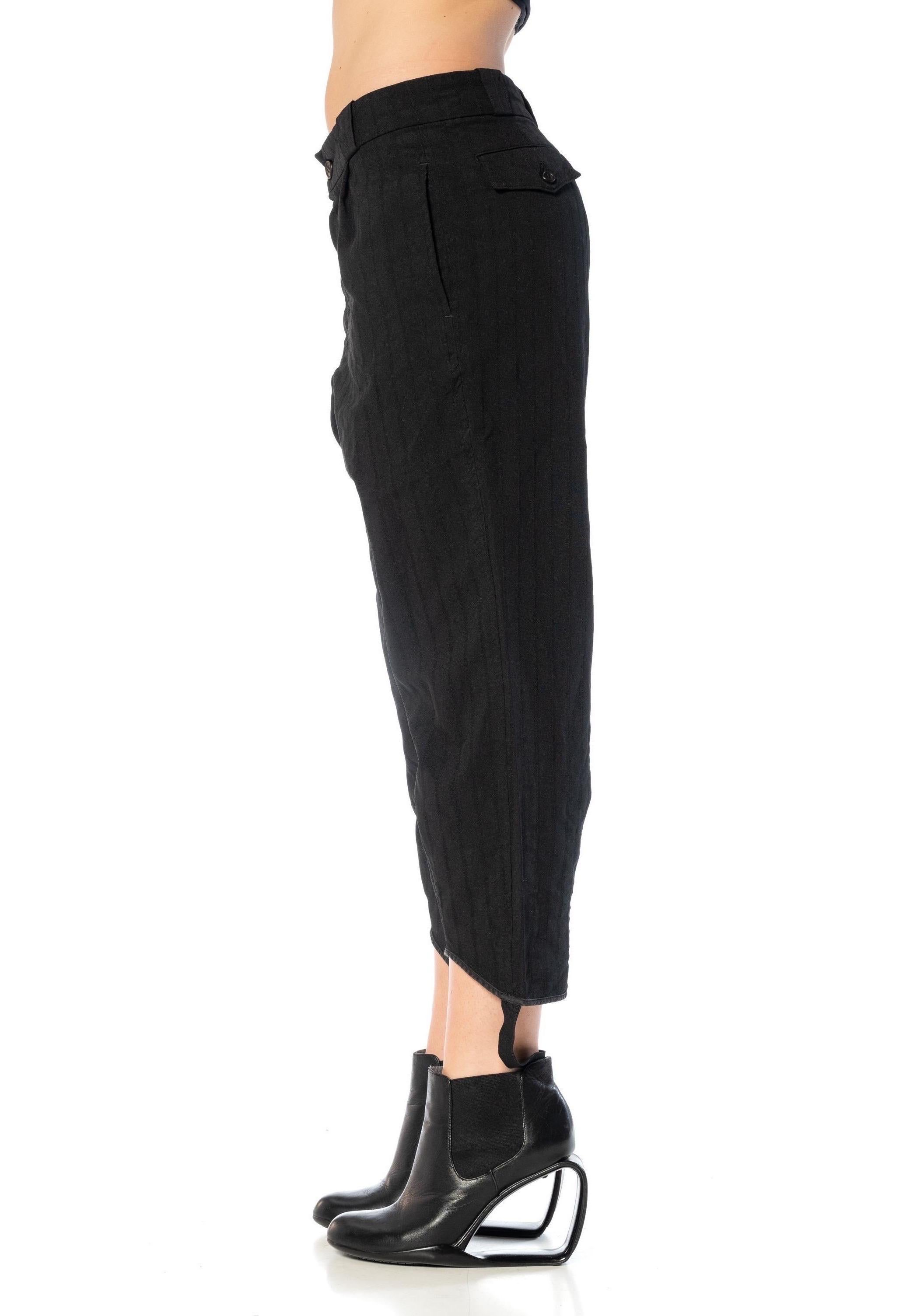 2010S COMME DES GARCONS Black Striped Polyester Crinkle Stripe Pants With Foot  For Sale 4