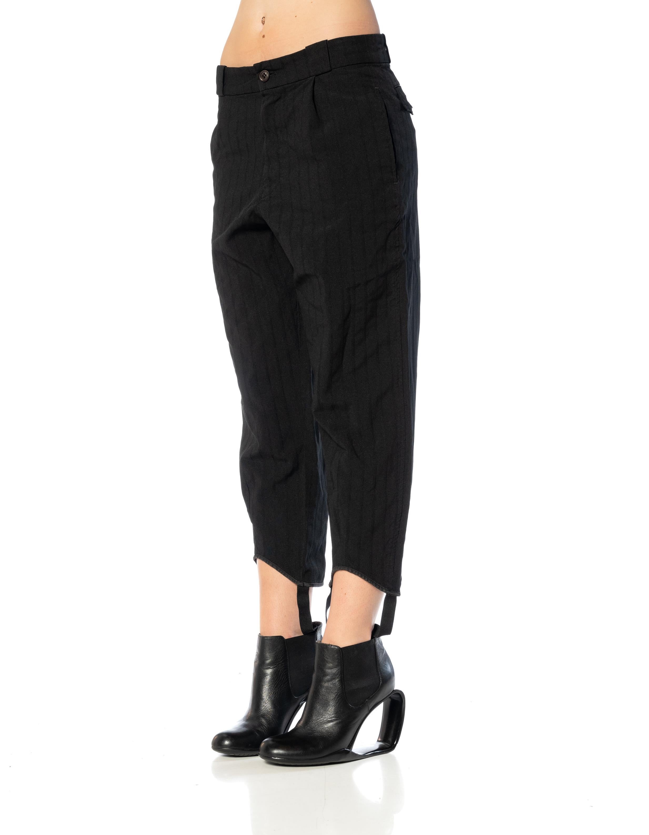 2010S COMME DES GARCONS Black Striped Polyester Crinkle Stripe Pants With Foot  For Sale 5
