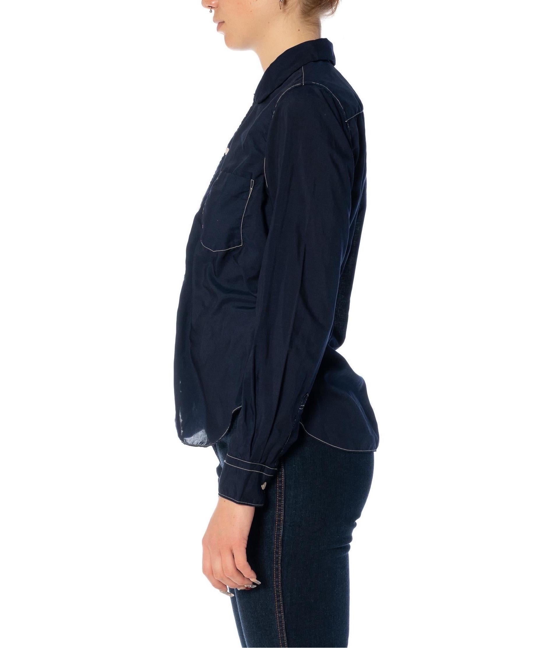 Women's 2010S COMME DES GARCONS Midnight Blue Polyester Long Sleeve Shirt 2015 For Sale