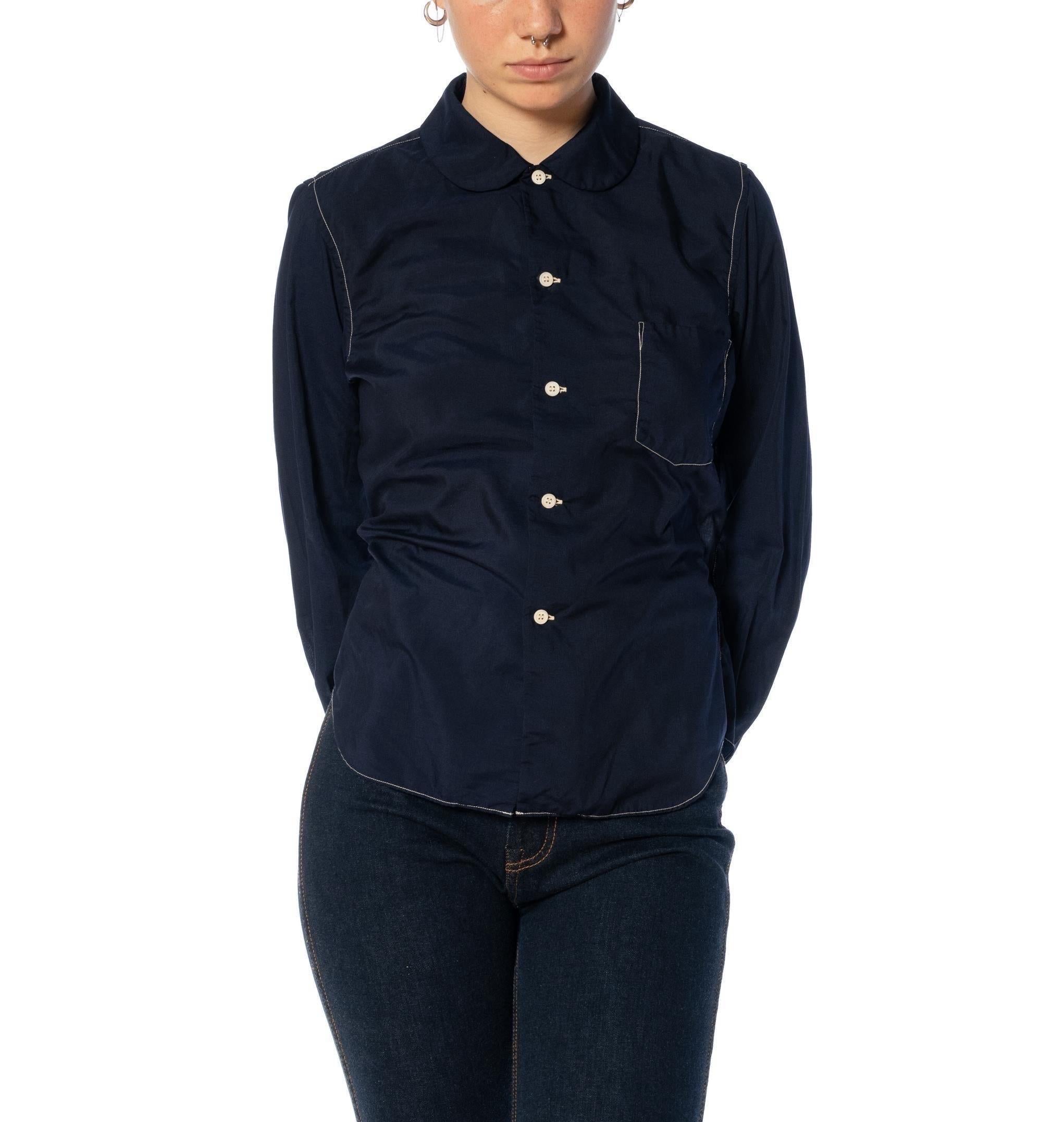 2010S COMME DES GARCONS Midnight Blue Polyester Long Sleeve Shirt 2015 For Sale 2