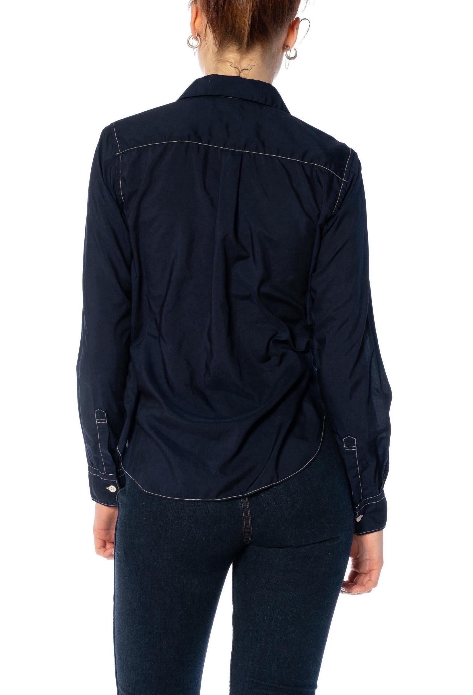 2010S COMME DES GARCONS Midnight Blue Polyester Long Sleeve Shirt 2015 For Sale 6