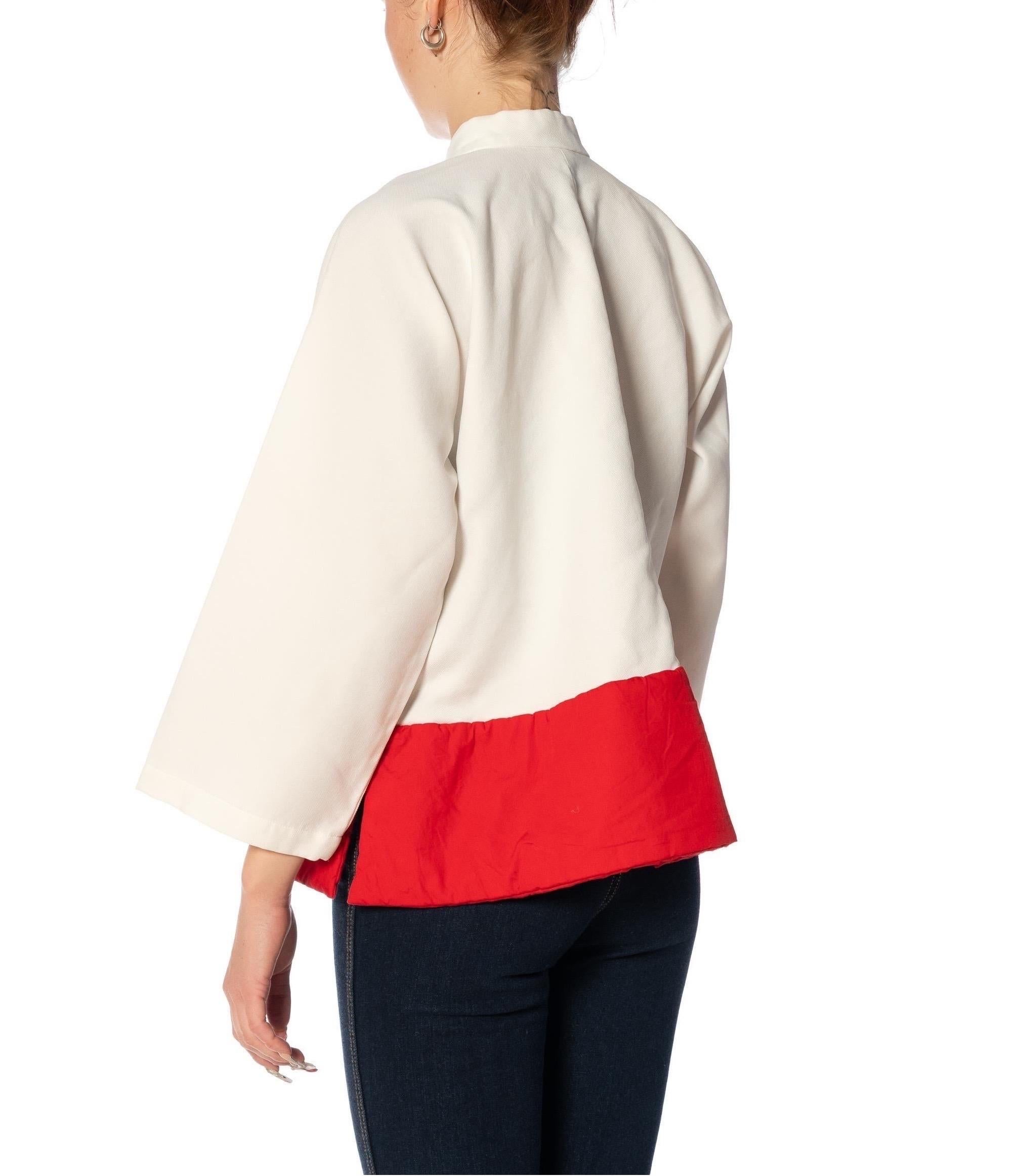 2010S COMME DES GARCONS White & Red Poly Cotton Chinese Jacket With Mandarin Co For Sale 6