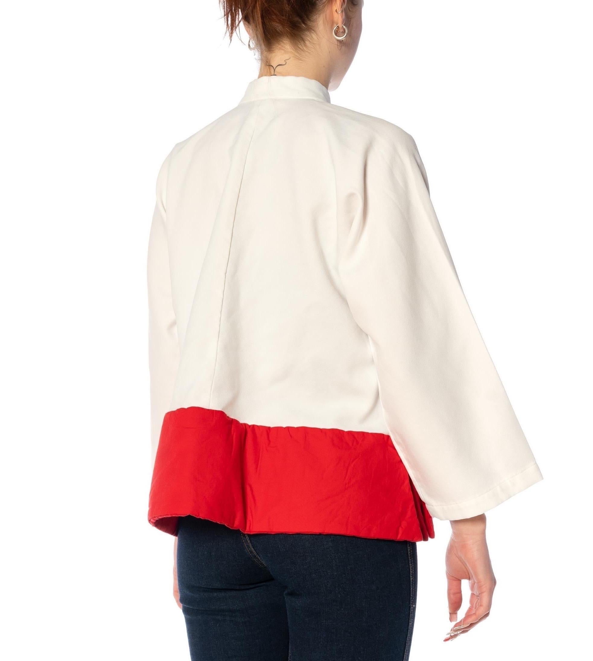 2010S COMME DES GARCONS White & Red Poly Cotton Chinese Jacket With Mandarin Co For Sale 4