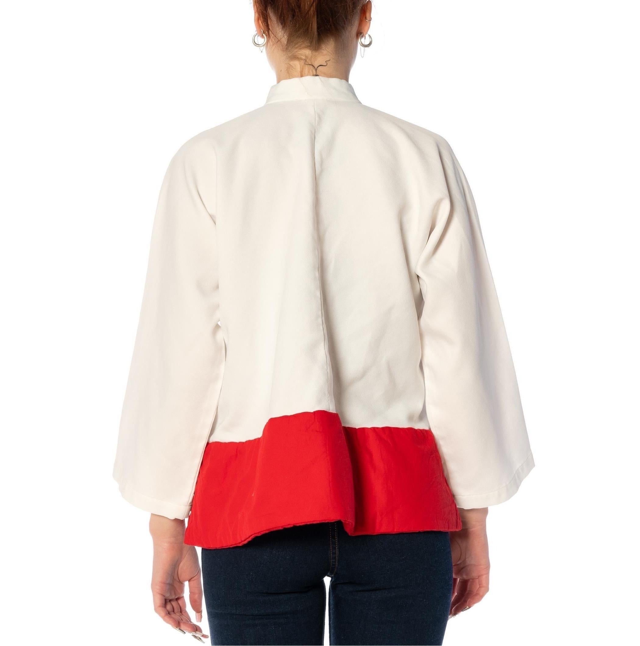 2010S COMME DES GARCONS White & Red Poly Cotton Chinese Jacket With Mandarin Co For Sale 5