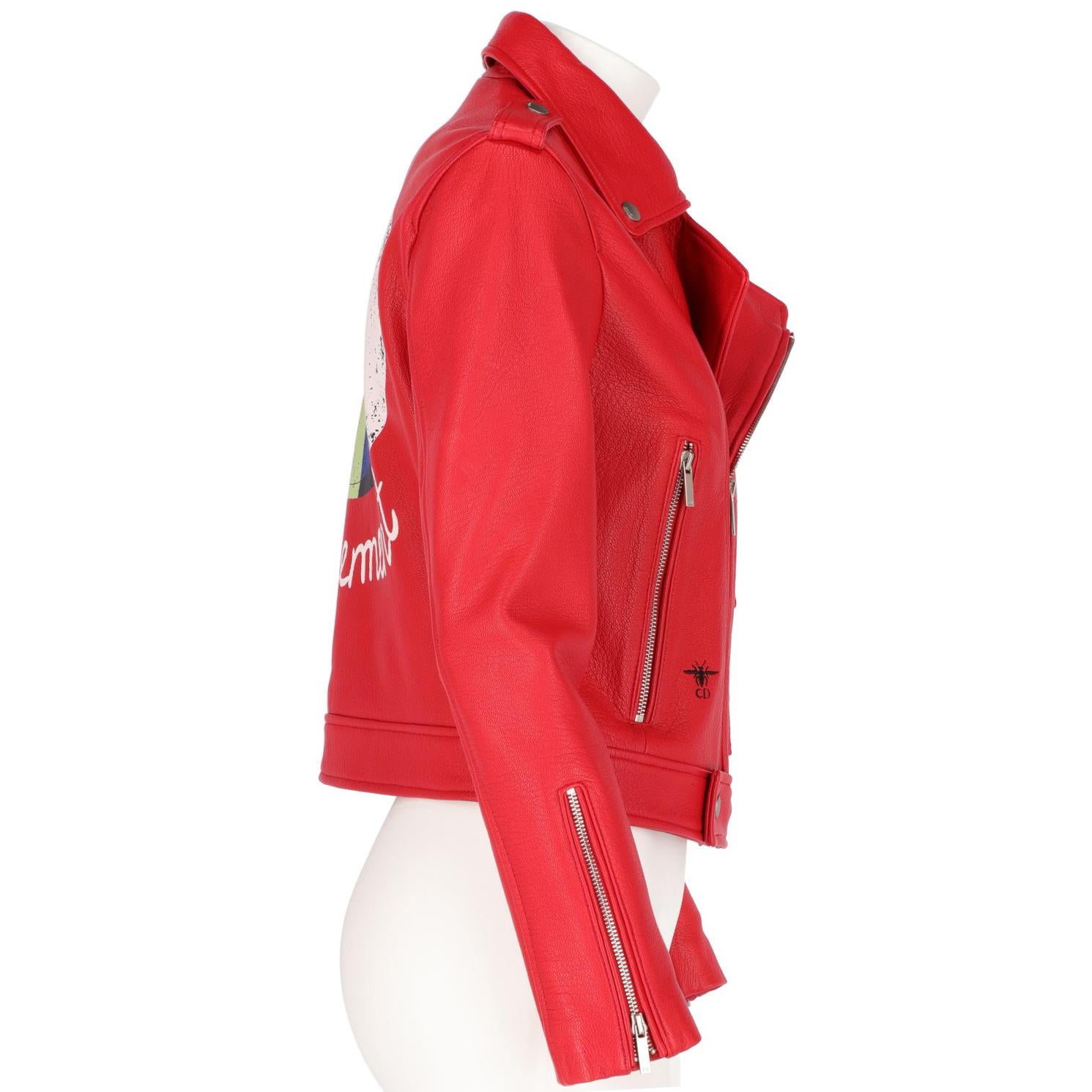 dior red leather jacket