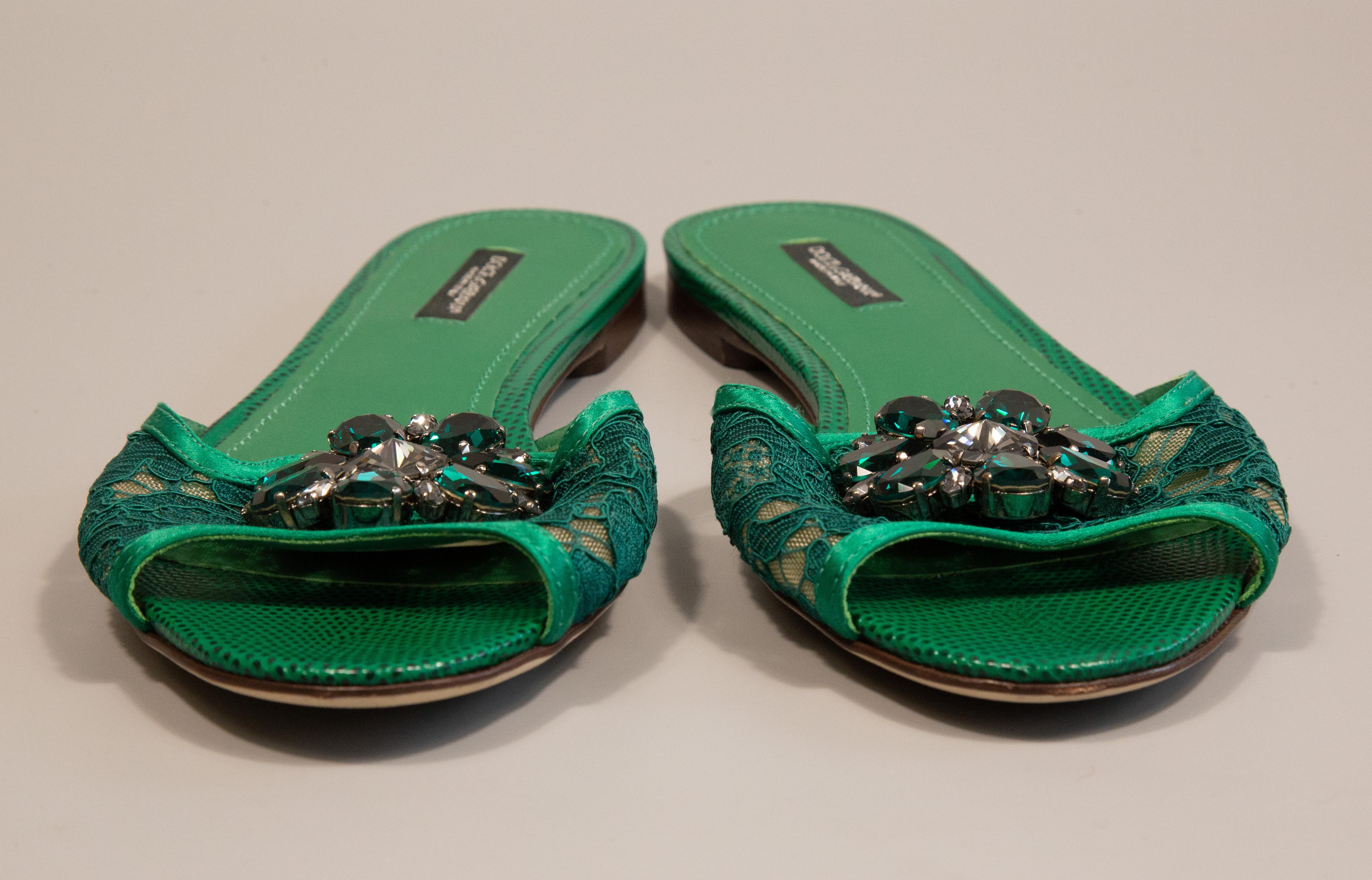 2020s Dolce & Gabbana Bianca Slippers in Taormina Lace with Embellishment 1