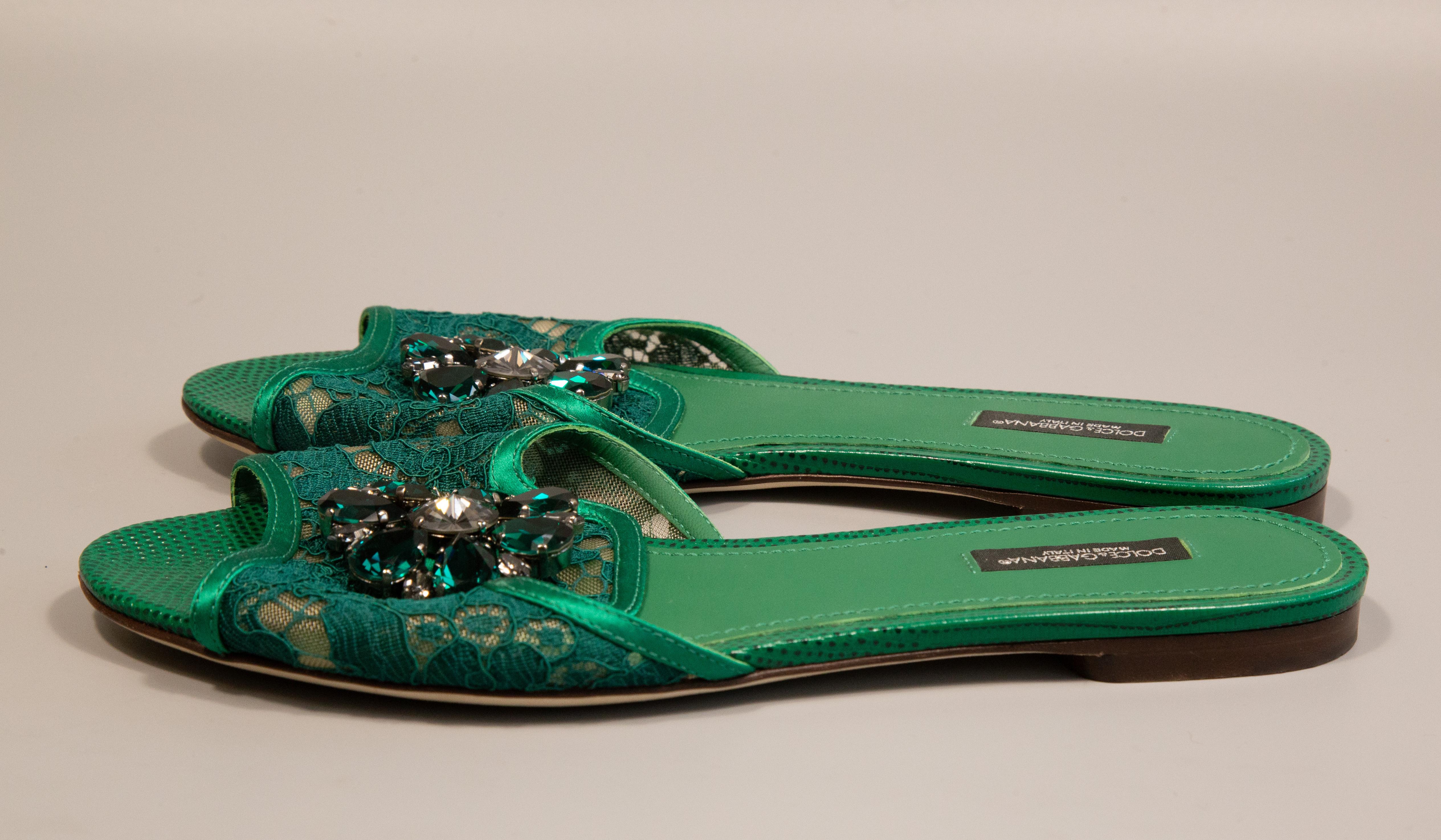 2020s Dolce & Gabbana Bianca Slippers in Taormina Lace with Embellishment 2