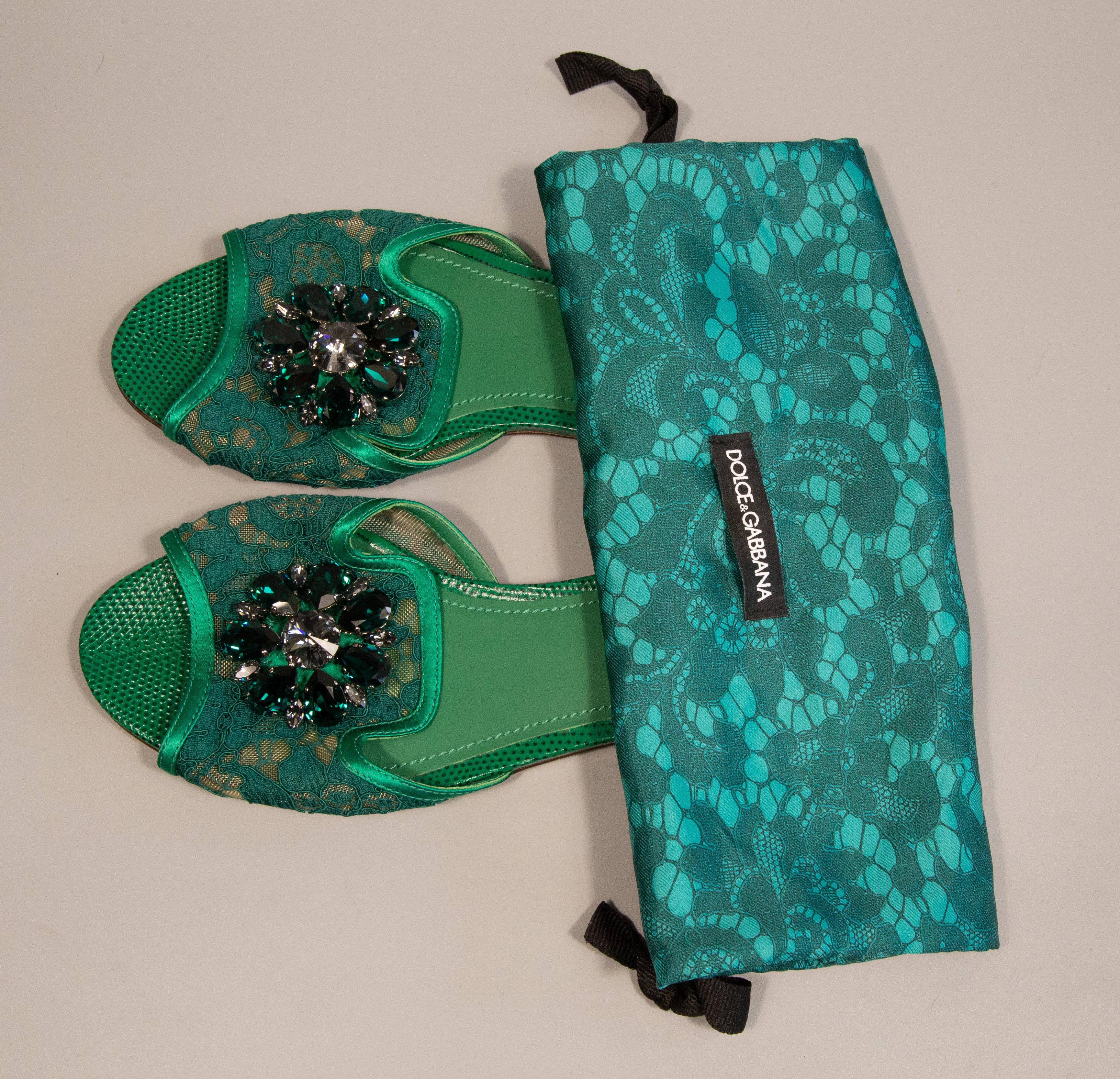 2020s Dolce & Gabbana Bianca Slippers in Taormina Lace with Embellishment 3