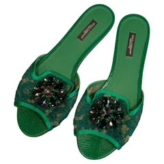 Pantuflas Dolce & Gabbana Bianca 2020 de encaje de Taormina con adornos