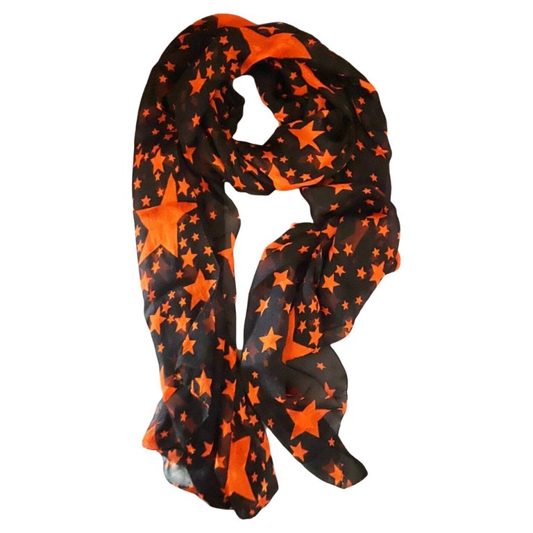 2010s Dolce and Gabbana Star Print Collection Chiffon Silk Scarf