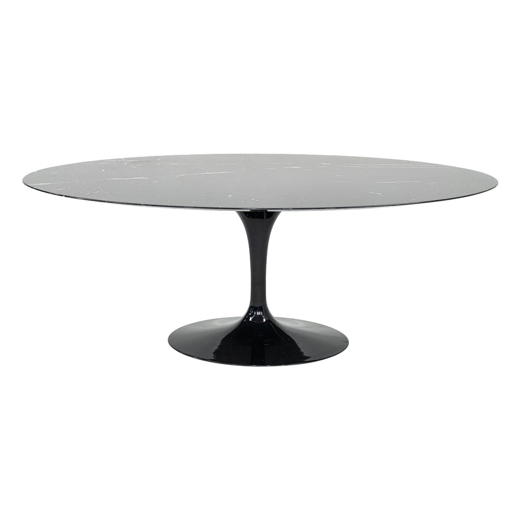 2010s Eero Saarinen for Knoll 78x48 inch Black Nero Marquina Marble Dining Table