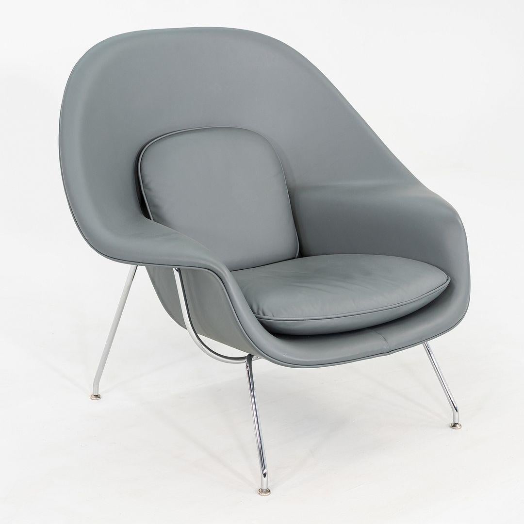 Acier 2010s Eero Saarinen for Knoll Medium Size Womb Lounge Chair in Grey Leather en vente