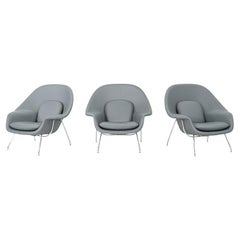 2010s Eero Saarinen for Knoll Medium Size Womb Lounge Chair in Grey Leather