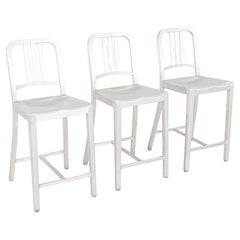 2010s Emeco 1006 Navy Counter Stool in Brushed Aluminum 5x Available