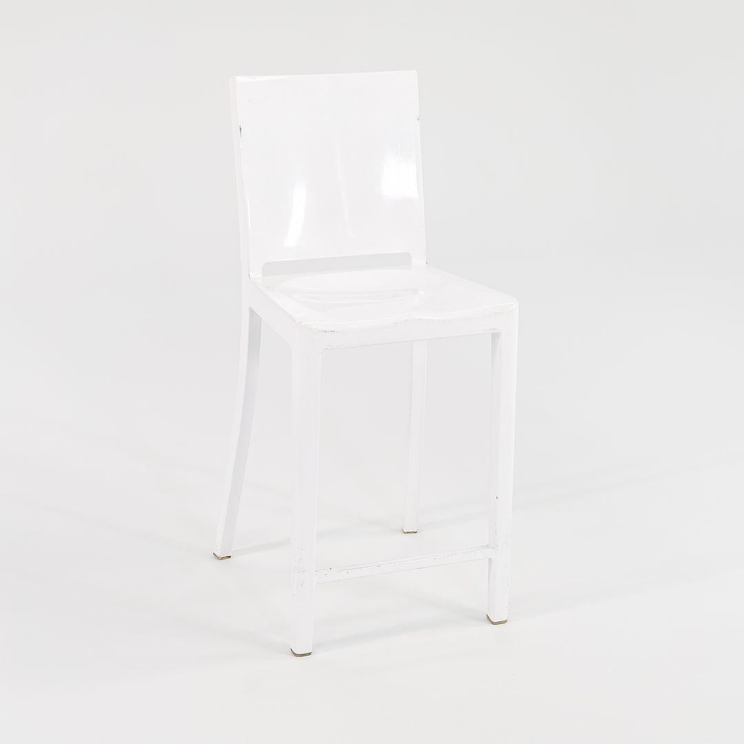 American 2010s Emeco Hudson Counter Stools by Philippe Starck in White Aluminum