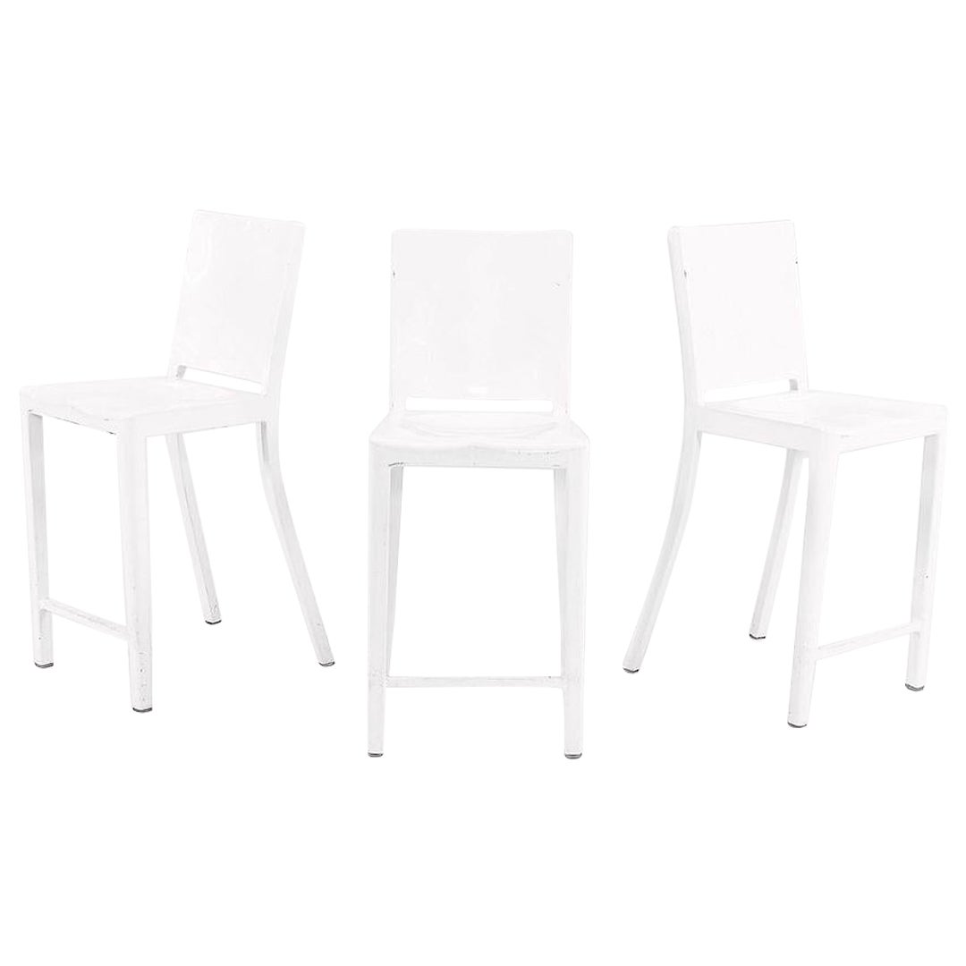 2010s Emeco Hudson Counter Stools by Philippe Starck in White Aluminum