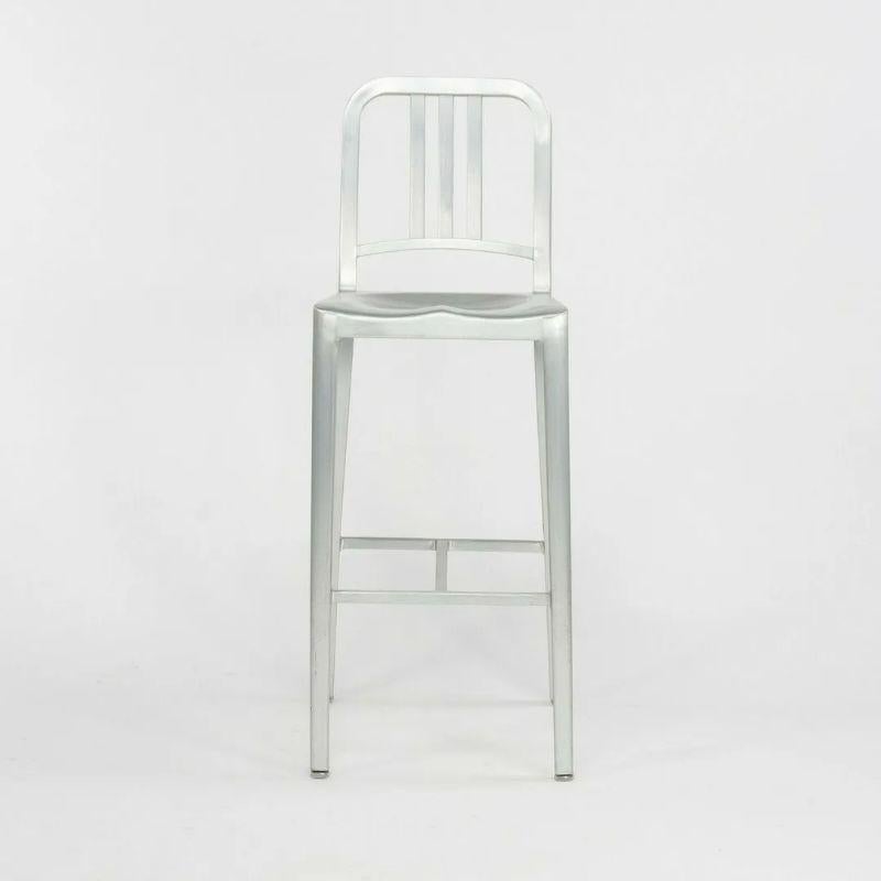2010s Emeco Navy Bar Height Stool in Brushed Aluminum, Model 1006 10+ Available For Sale 3