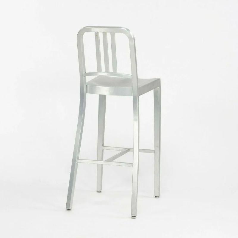 Modern 2010s Emeco Navy Bar Height Stool in Brushed Aluminum, Model 1006 10+ Available For Sale