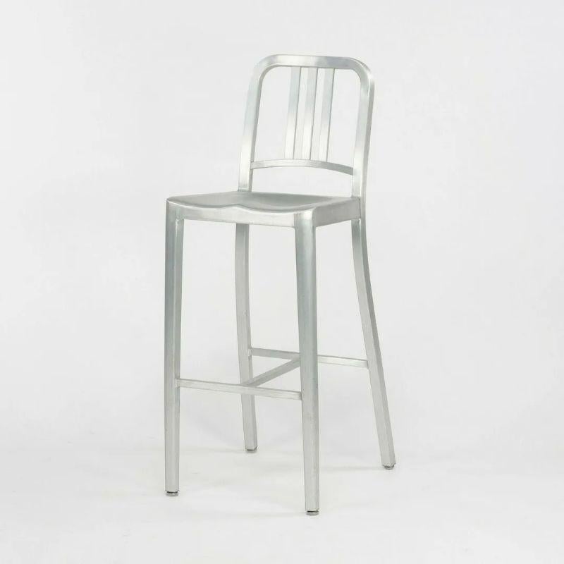 2010s Emeco Navy Bar Height Stool in Brushed Aluminum, Model 1006 10+ Available In Good Condition For Sale In Philadelphia, PA