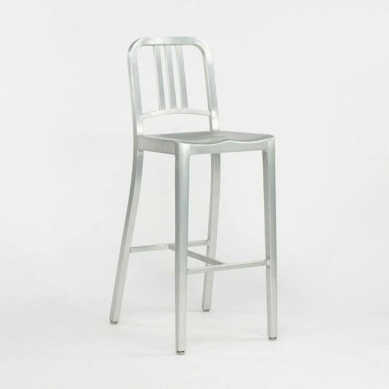 Contemporary 2010s Emeco Navy Bar Height Stool in Brushed Aluminum, Model 1006 10+ Available For Sale