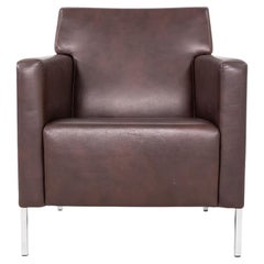 Poltrona da salotto anni 2010 Enrico Franzolini Moroso, pelle marrone (3x)
