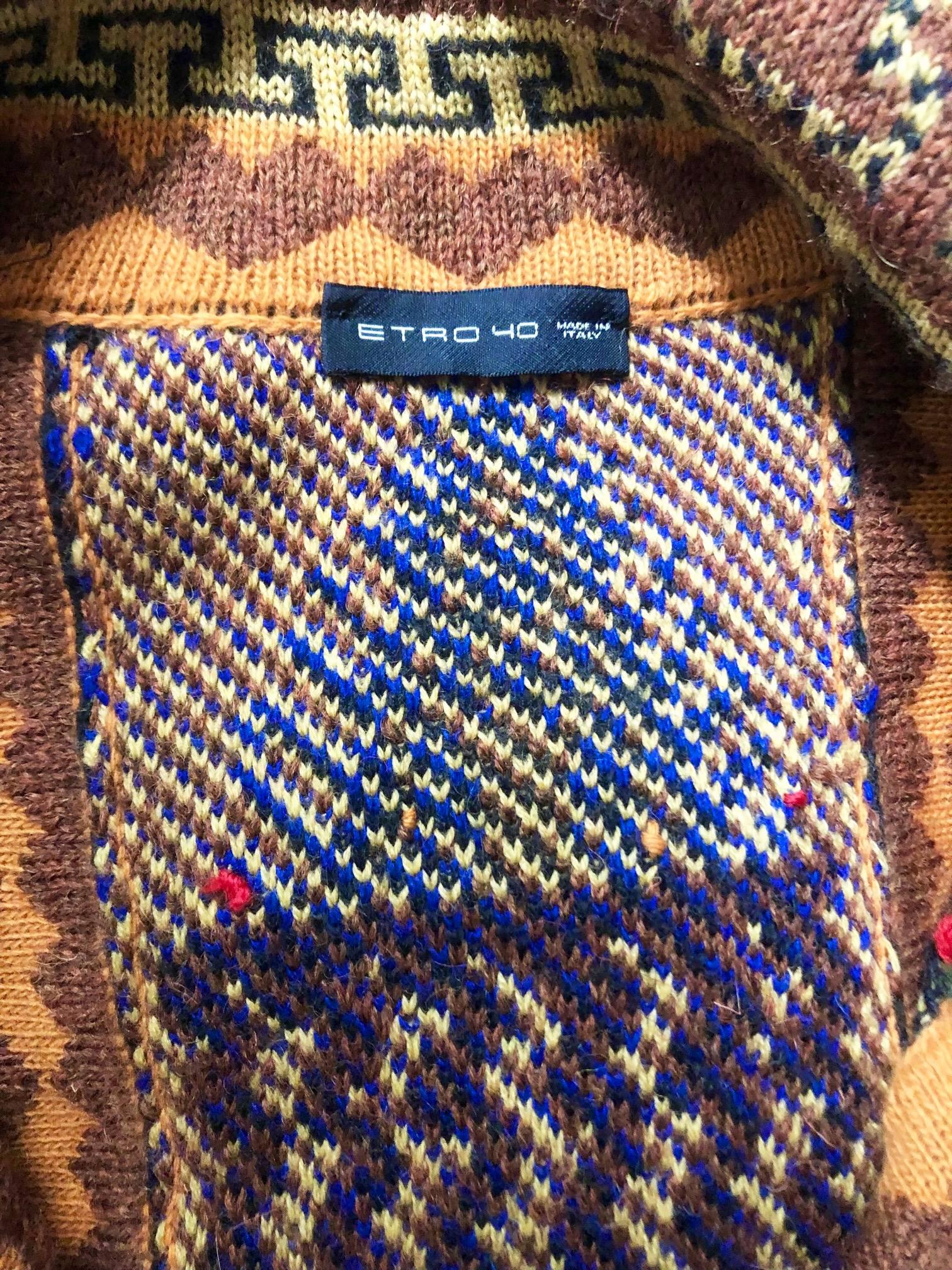 2010er Jahre Etro Mehrfarbiger langer Mantel aus Jacquardwolle (Schwarz)
