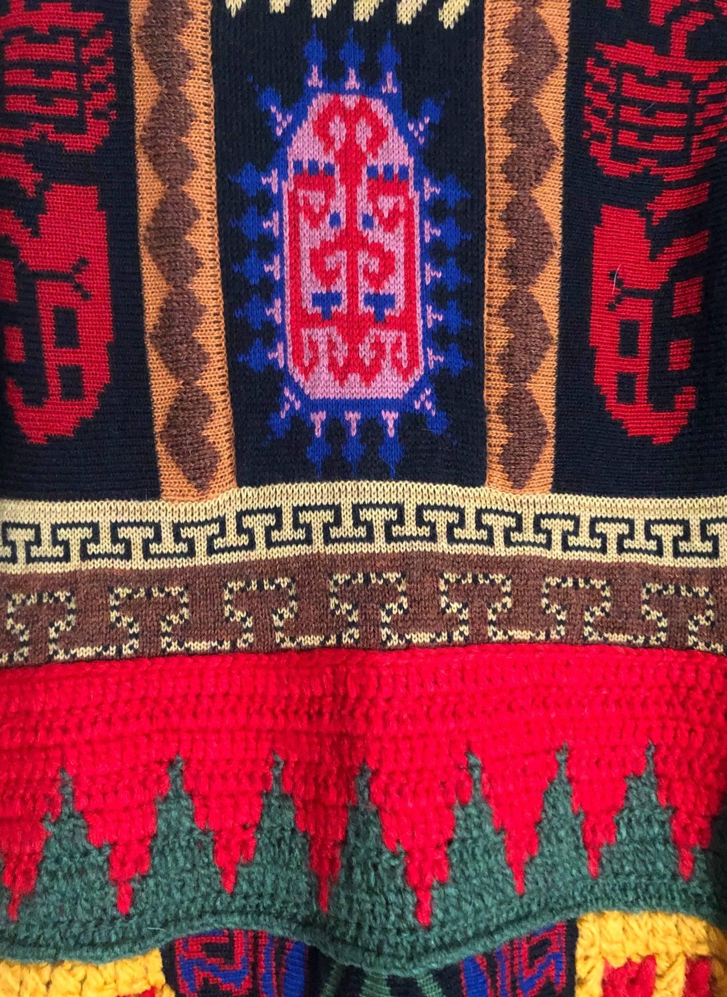 2010er Jahre Etro Mehrfarbiger langer Mantel aus Jacquardwolle im Zustand „Gut“ in London, GB