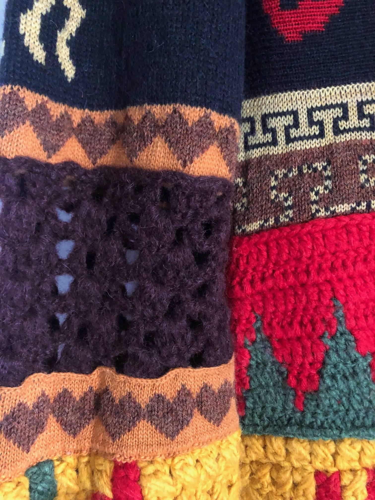2010er Jahre Etro Mehrfarbiger langer Mantel aus Jacquardwolle für Damen oder Herren