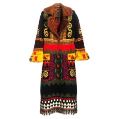 2010s Etro Jacquard Wool Multi Colour Long Coat