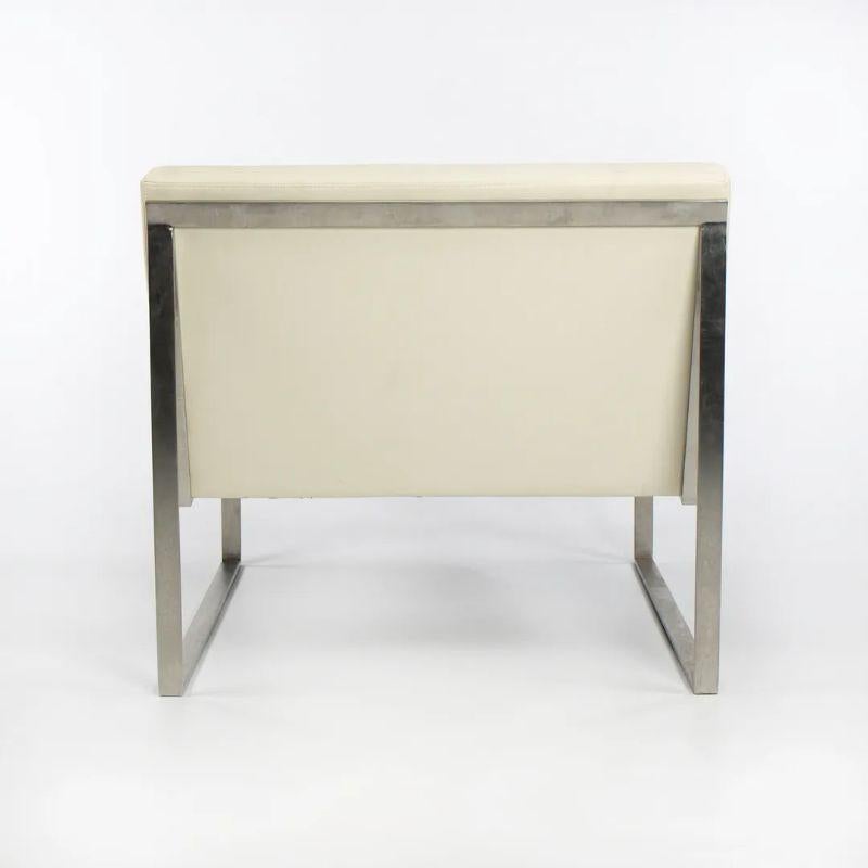 2010s Fabien Baron for Bernhardt Design B.3 White Leather Lounge Chair with Arms (Chaise longue en cuir blanc avec accoudoirs) en vente 3