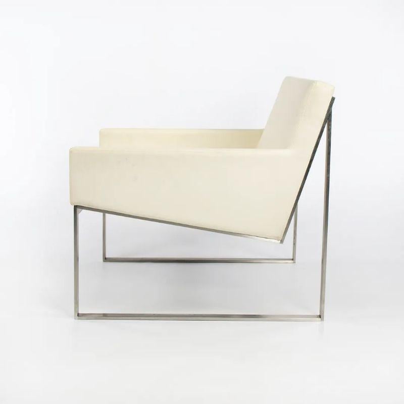American 2010s Fabien Baron for Bernhardt Design B.3 White Leather Lounge Chair with Arms For Sale