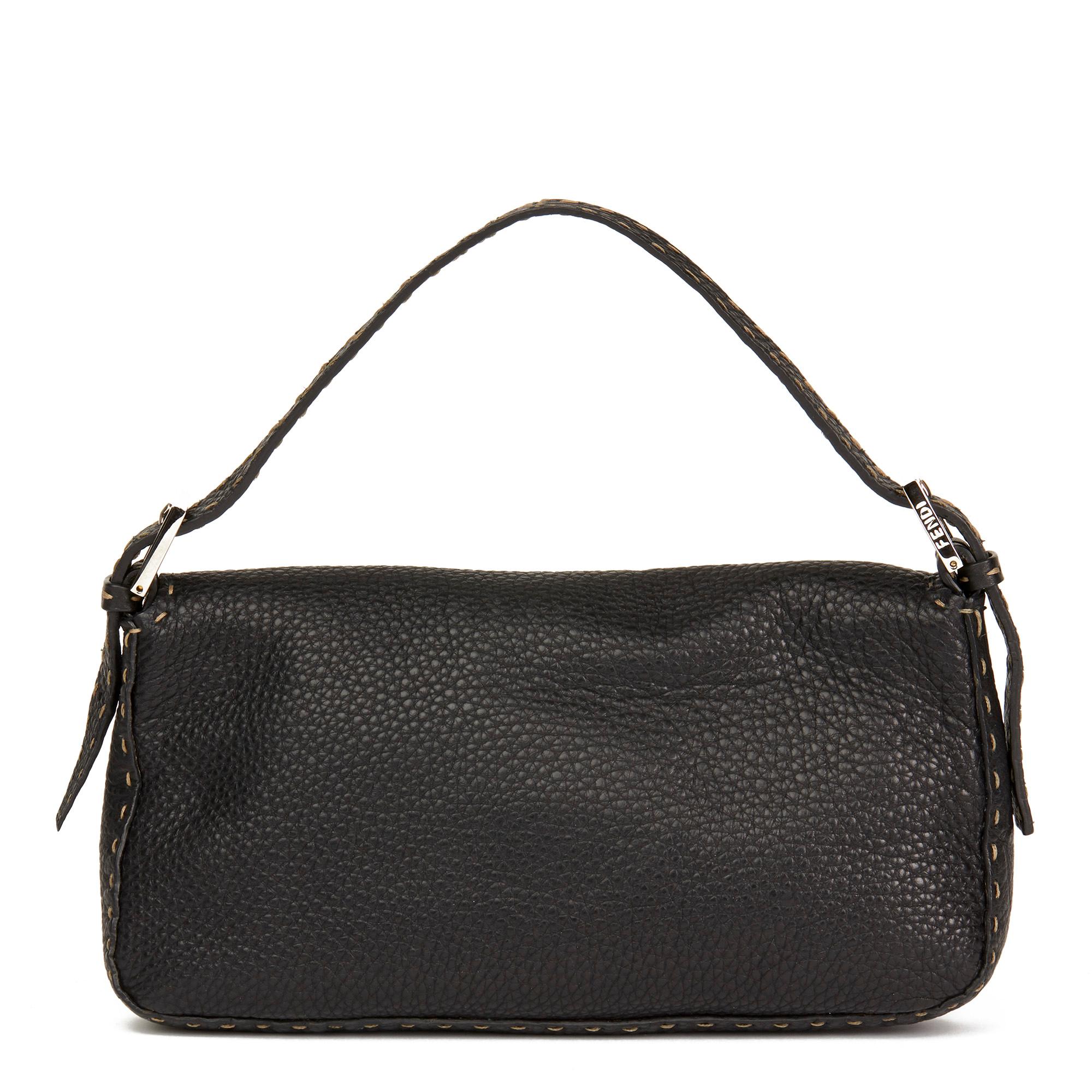 2010's Fendi Black Grained Calfskin Leather Selleria Baguette at ...