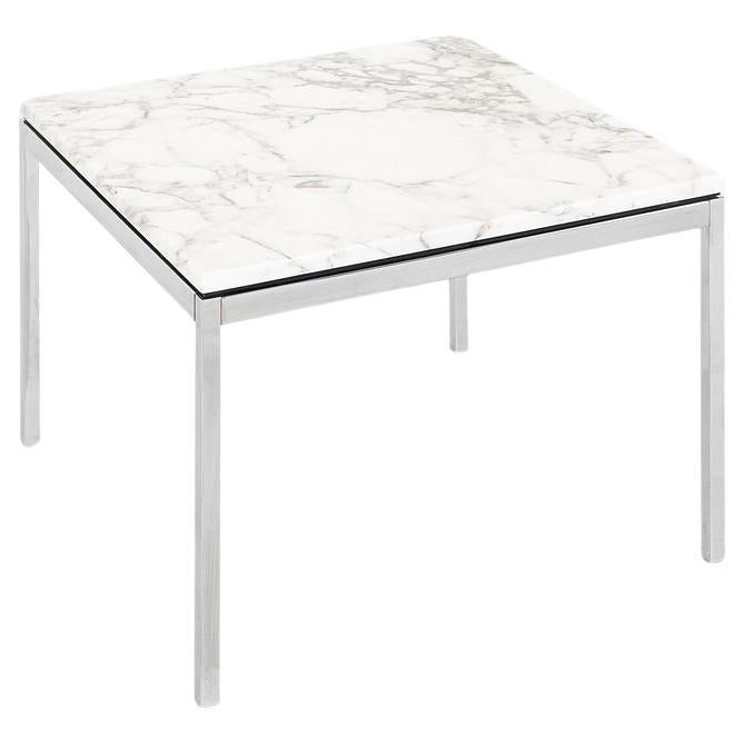 2010s Table d'appoint Florence Knoll avec plateau en marbre Arabescato poli 23x23x17 en vente