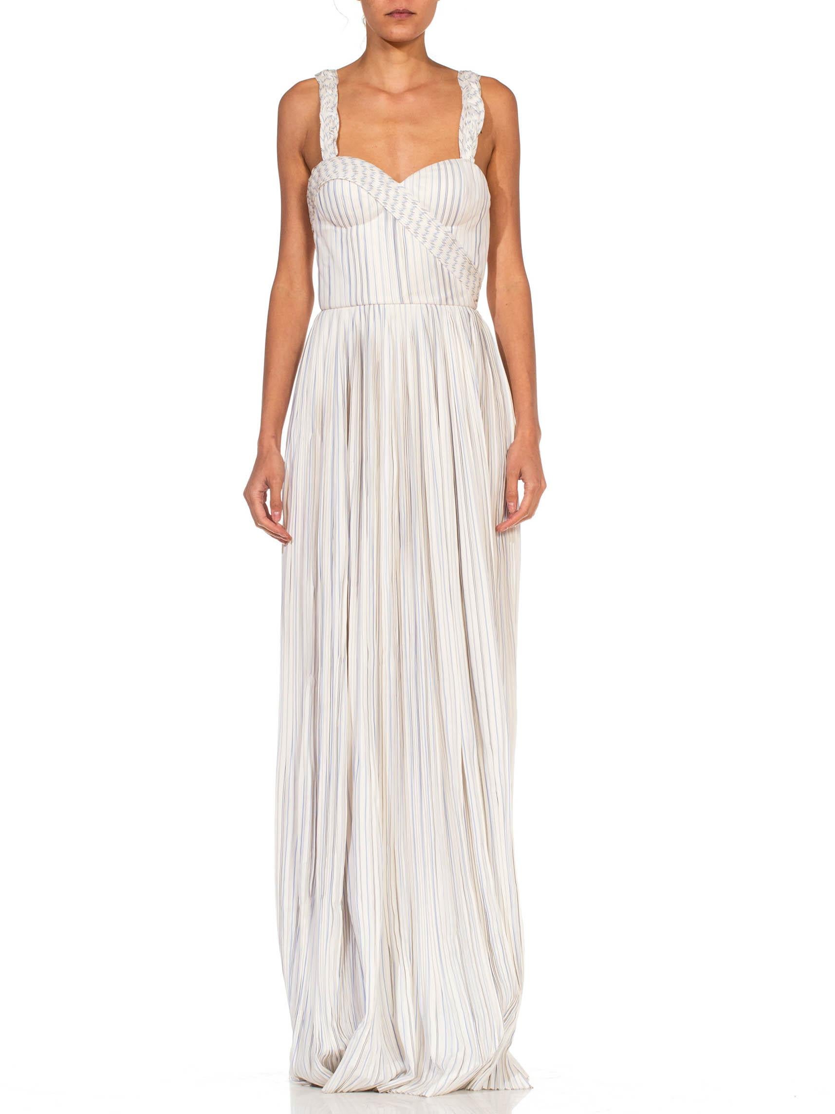 2010S GABRIELA HEARST Blue & White Silk SS 2017 Runway Sample Backless Gown In Excellent Condition For Sale In New York, NY