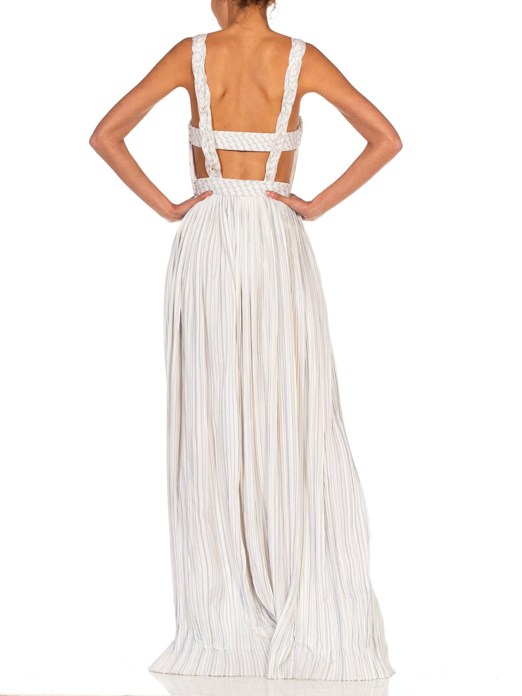 2010S GABRIELA HEARST Blue & White Silk SS 2017 Runway Sample Backless Gown For Sale 5
