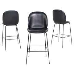 2010s GamFratesi for Gubi Beetle Bar Stools in Black Leather 8x Available