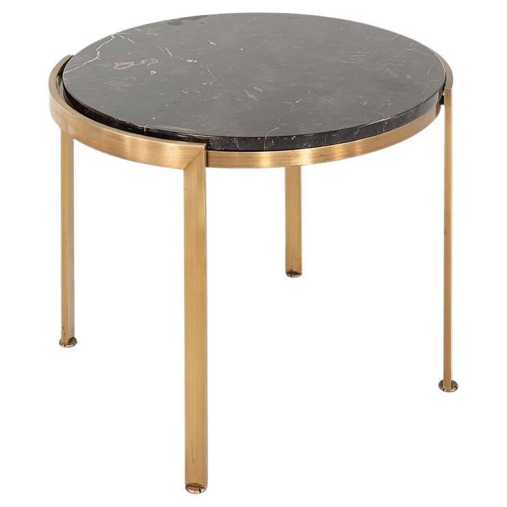 2010s Geiger Metal Series Matte Bronze and Marble End Table / Side Table