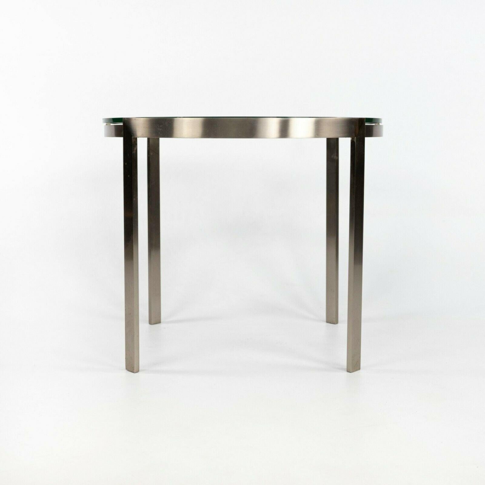 American 2010s Geiger Metal Series Matte Stainless Steel and Glass End Table / Side Table For Sale