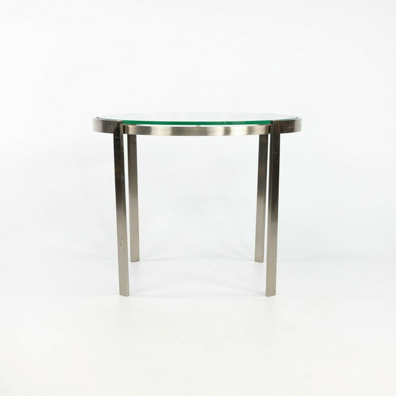 2010s Geiger Metal Series Matte Stainless Steel and Glass End Table / Side Table In Good Condition For Sale In Philadelphia, PA