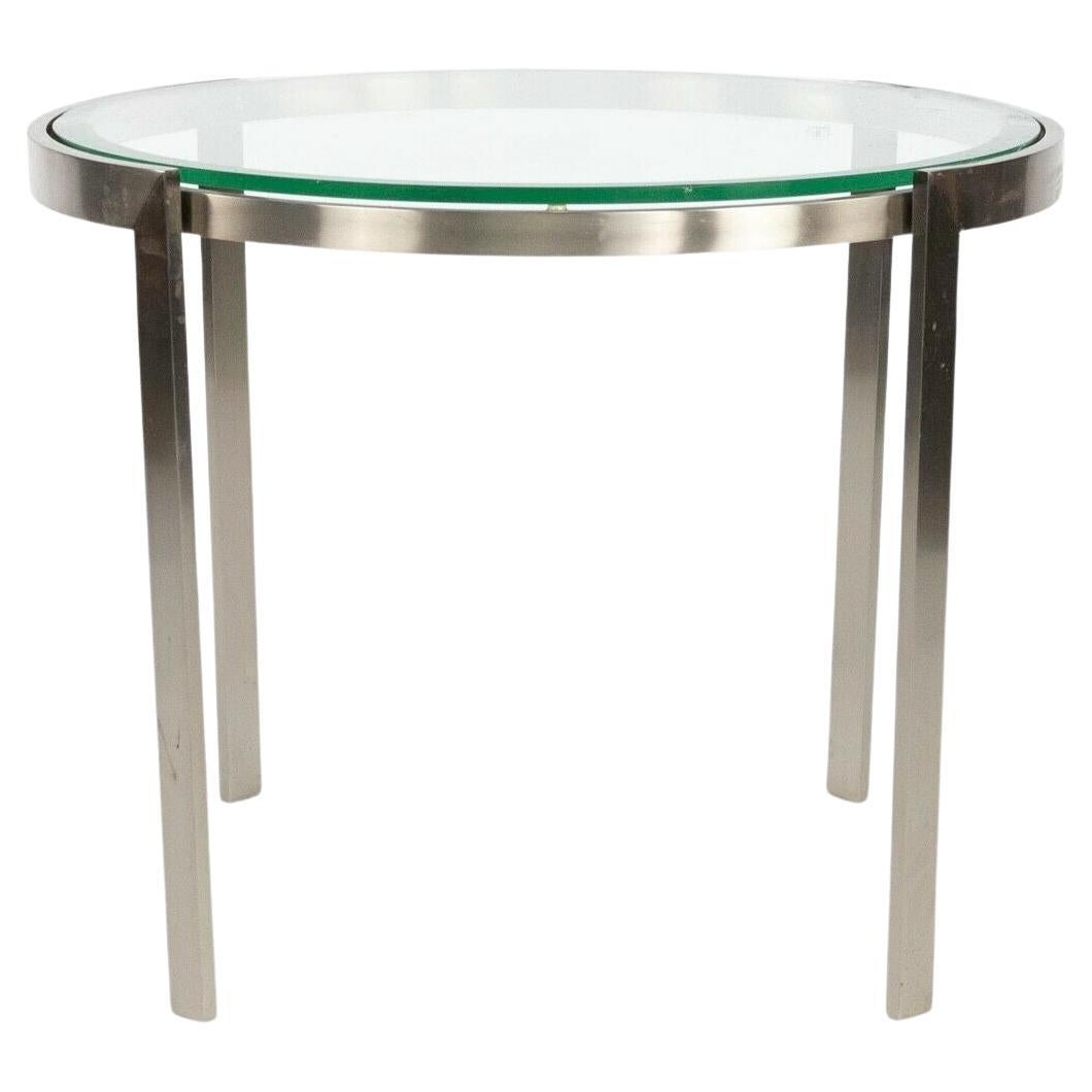 2010s Geiger Metal Series Matte Stainless Steel and Glass End Table / Side Table