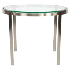 Used 2010s Geiger Metal Series Matte Stainless Steel and Glass End Table / Side Table