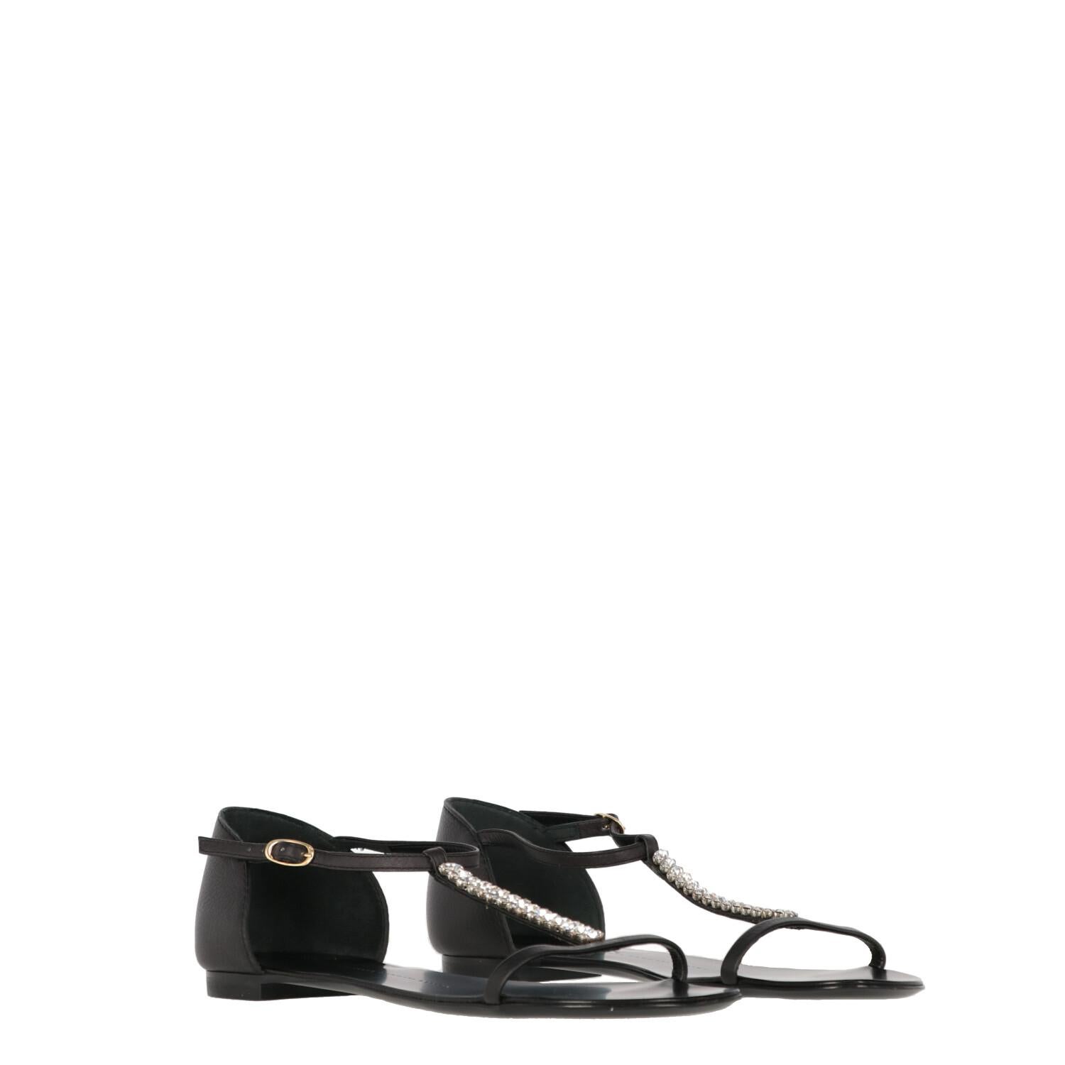 Black 2010s Giuseppe Zanotti Embellished Flat Sandals
