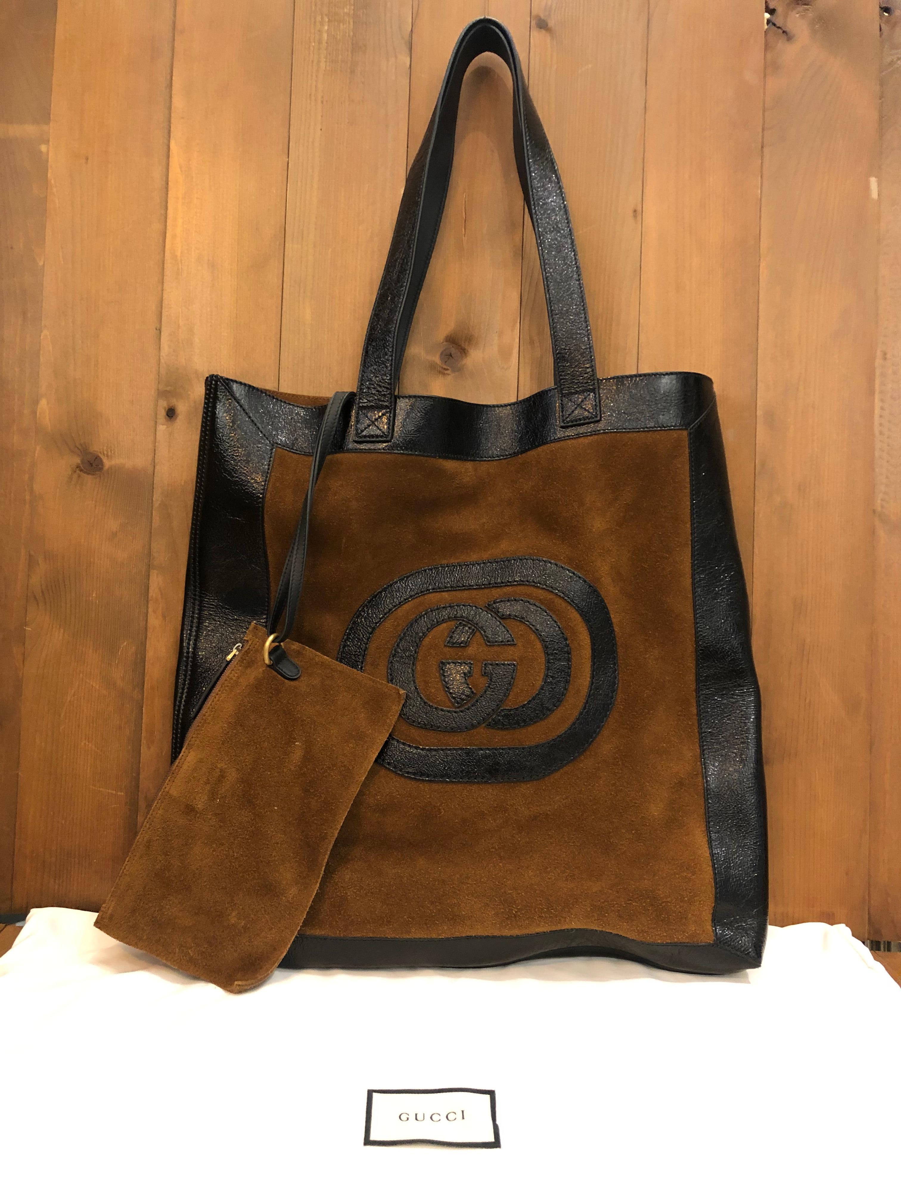 2010s GUCCI Brown Suede Oversized Tote Bag 5