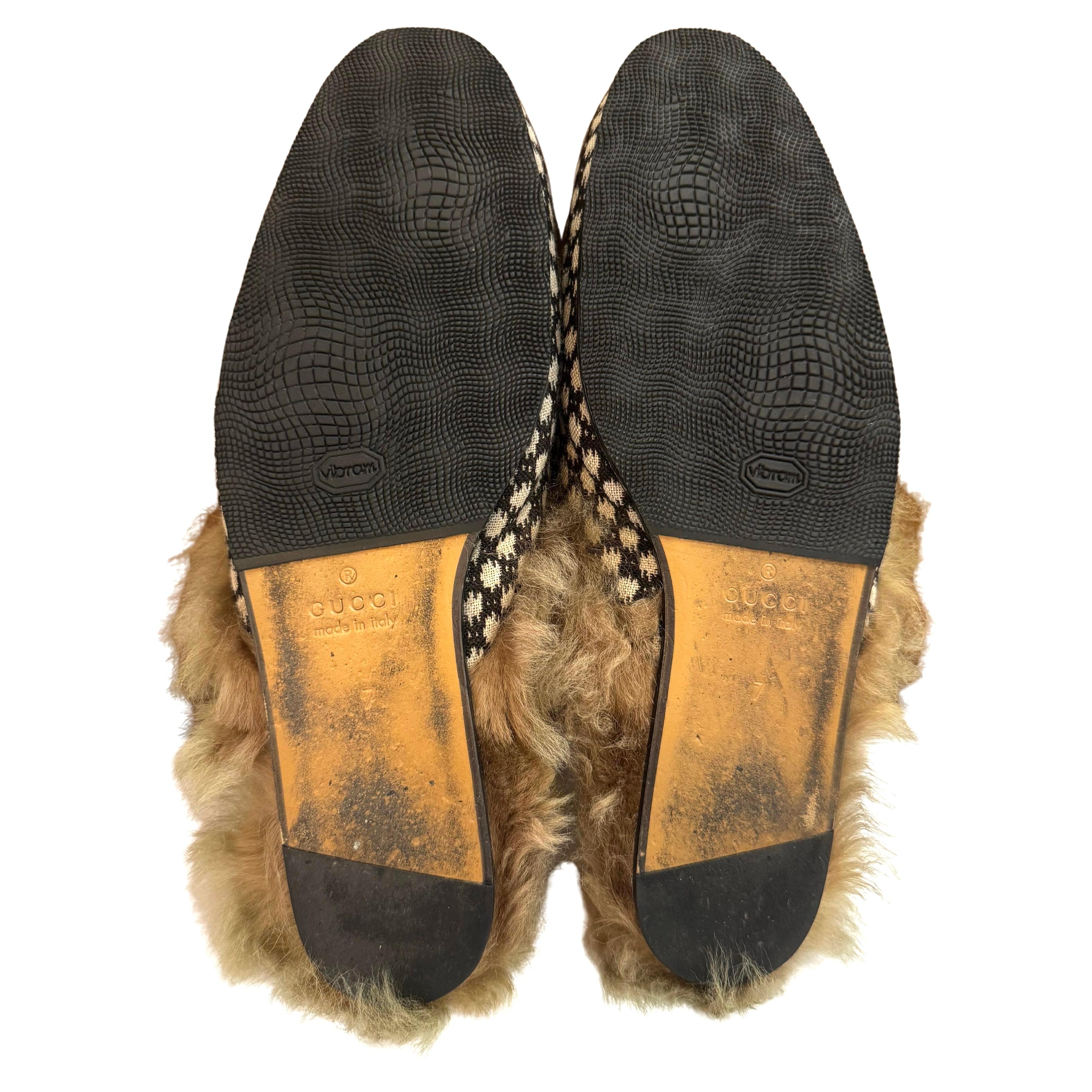 2010s GUCCI Princetown Horsebit Black & White Jacquard Slippers Loafer Mens For Sale 3