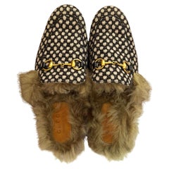 2010s GUCCI Princetown Horsebit Black & White Jacquard Slippers Loafer Mens