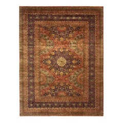 2010s Handwoven Tabriz Style Wool Area Rug, Traditional Floral Carpet, 9'x11'8"